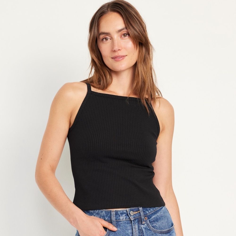 Old Navy Black Rib-Knit Cami Tank Top M